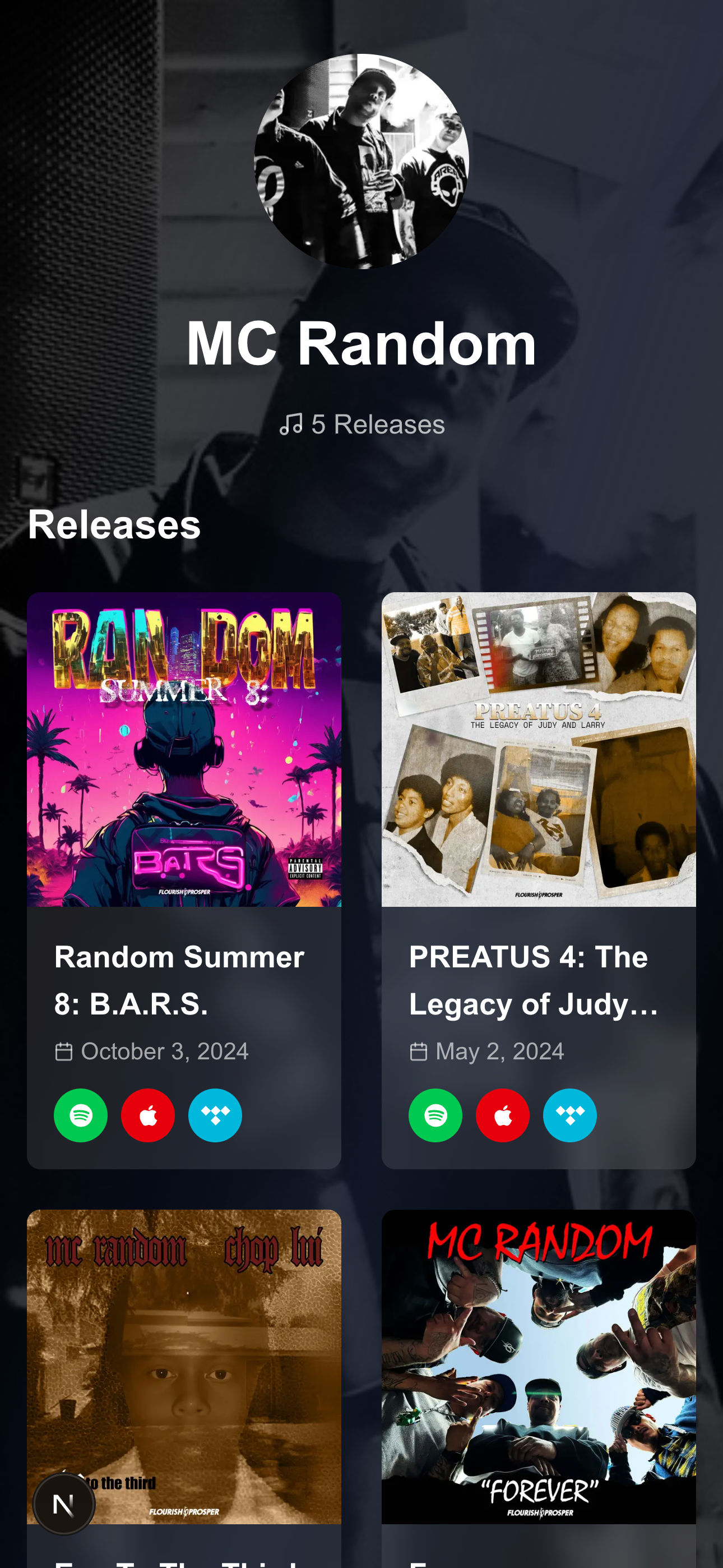 Artist Page Interface